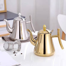 1L/1.5L Silver Gold Colors Teapots 304 Stainless Steel Water Tea Kettle Hotel Tea Pot With Filter Hotel Coffee Pot Restaurant 2024 - buy cheap
