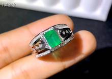 Anel pedra preciosa verde esmeralda piscante, anel masculino com força muscular, pedra preciosa natural de 925, presente de aniversário de 5x7mm 2024 - compre barato