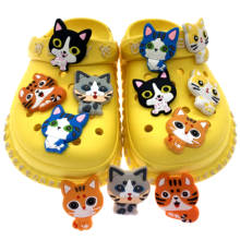Wholesale 50PCS Mix Cartoon Animal Cat Silicon Soft Shoes Decoration Shoe Charms Baby Kids Party Gifts Accessories Croc 2024 - buy cheap