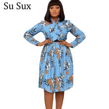 Flower Pleated Dress African Clothes Robe Bow Collar Dress Africa Clothing Long Sleeve Knee Length Vestidos Party New Spring 2024 - buy cheap