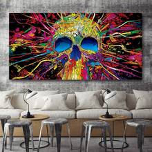 Abstract Modern Wall Art Canvas Colorful Skull Flower Graffiti Art Oil Paintings HD Prints Posters Home Decor Pictures  Frame 2024 - buy cheap