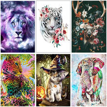 5d diy pintura diamante "animal" leão, tigre, gato, quadrado/redondo diamante bordado, kit, strass, ponto cruz, decoração 2024 - compre barato