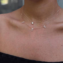 925 sterling silver skeleton cz Skull charm choker necklace delicate thin chain Punk rock women cool necklaces 2024 - buy cheap