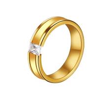 Anel de dedo pedra zircão para casais, 4mm 6mm, incrustação de pedra, cor dourada e prateada, de aço inoxidável, anéis de noivado, joia de banda de casamento 2024 - compre barato