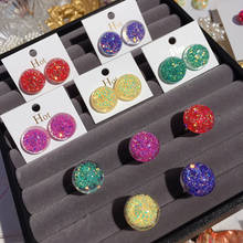 New Korea Simple Round Temperament Colorful Earrings Small Fresh Stars Ins Personality Joker Earrings 2024 - buy cheap