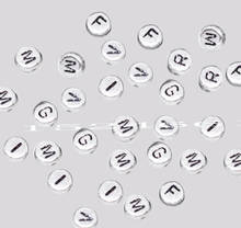 FLTMRH 20PCS Mixed silver color-grey Flat Round Alphabet /Letter Acrylic Spacer Beads .   Alphabet Digital/Letter Beads Acrylic 2024 - buy cheap