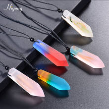 HIYONG Fashion Handmade Wood Resin Necklace Pendant Black Long Rope Adjustable Sweater Chain Sea Blue Necklace Jewelry Wholesale 2024 - buy cheap