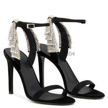 Sparkling Apricot Black Diamond Crystal High Heels Women Sandals New Summer Sexy Party Heels Sandals Women 34-43 2024 - buy cheap