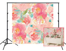 HUAYI-Fondo de fotografía para recién nacidos, telón de fondo para cumpleaños de bebé, Photobooth, flores de acuarela, rosa, Floral, D-9246 2024 - compra barato