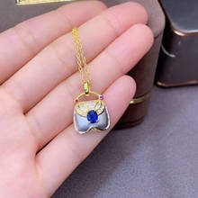 100% Natural and Real Sapphire necklace pendant Free shipping 925 sterling silver For men women 2024 - buy cheap