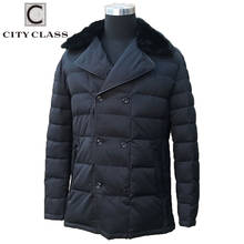 Abrigo largo con cuello de pelo Rex extraíble para hombre, Parkas cálidas de moda, chaqueta de invierno, oferta superior, novedad de clase de ciudad, 6100 2024 - compra barato