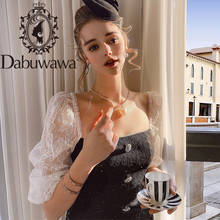 Dabuwawa Commute Square Neck Button Women Dress Lace Puff Sleeve Female A-Line Dress High Street Ladies Mini Dress DO1ADR023 2024 - buy cheap