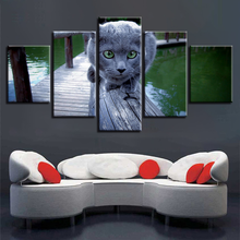 5 Pieces Animal Cute Cat Scenery Paintings Modular Pictures Canvas Modern Wall Art Decor For Living Room HD Print Artworks Frame 2024 - buy cheap