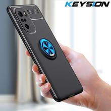 KEYSION Shockproof Phone Case For Xiaomi POCO F3 5G X3 Pro Mi 11i Silicone Metal Ring Stand Phone back cover for Redmi K40 Pro+ 2024 - buy cheap