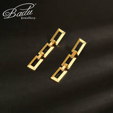 Badu 2021 Fashion Vintage Metal Punk Chain Drop Earrings Statement Women's Gold Geometry Copper Earrings Jewelry Wholesale 2024 - buy cheap