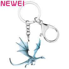 NEWEI Acrylic Flying Blue Dinosaur Dragon Keychains Keyring Animal Jewelry For Women Teen Fashion Festival Gift Car Accessory 2024 - buy cheap
