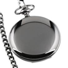 Relógio de bolso quartzo steampunk masculino, relógio clássico de bolso preto suave com corrente de renda para presente de homens e mulheres 2024 - compre barato