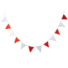 10m 36 Flags Red White Cotton Cloth Banner Pennant Garland Children Kids Baby Shower Birthday Bunting Wedding Party Decoration 2024 - buy cheap