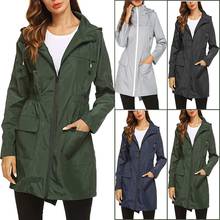 Women Autumn Women Jackets Long Coat Solid Full Sleeve Rain Jacket Outdoor Plus Waterproof Hooded Raincoat Windproof 2024 - buy cheap