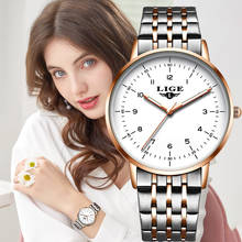 LIGE-Reloj de acero inoxidable para mujer, nuevo accesorio de moda, relojes de pulsera creativos, resistentes al agua, 2021 2024 - compra barato