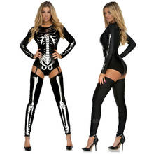 Skeleton Scary Costume Women Day of The Skull Dead Halloween Dress Carnival Party Fancy Jumpsuit Vampire Cosplay Carnival Party 2024 - buy cheap