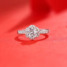 Anel de moissanite 925 prata esterlina 2 quilates, excelente corte, anel de noivado para mulheres, teste de diamante 2024 - compre barato