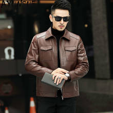 AYUNSUE 2022 New Mens Leather Jacket Autumn 100% Cowhide Coat Genuine Leather Jackets Men Clothing Short Vintage Coats 20-8201 2024 - buy cheap