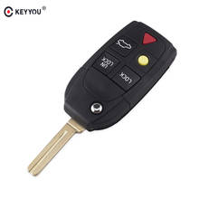 KEYYOU-carcasa de llave de coche, carcasa de repuesto de 5 botones con tapa remota plegable para Volvo XC70 XC90 V50 V70 S60 S80 C30 Fob, 10 Uds. 2024 - compra barato