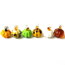 Adornos de calabaza de cristal de Murano hechos a mano personalizados, colgante de Halloween, decoración del hogar, accesorios de estatua artesanal en miniatura, 6 uds. 2024 - compra barato