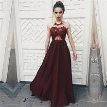 Halter Burgundy A-Line Prom Dresses Lace Appliques Sexy Backless Custom Made Formal Special Occasion Party Gowns Simple Spring 2024 - buy cheap