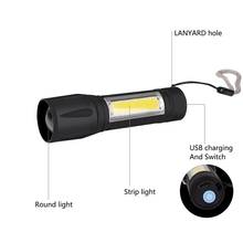 Lanterna led com 3 modos para trabalho, lanterna de inspeção com corda para acampamento bateria recarregável lâmpada de emergência