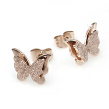 AliExpress Europe and The United States Butterfly Jewelry Exquisite Fashion Plated Rose Gold Frosted Ladies Earrings 2024 - buy cheap