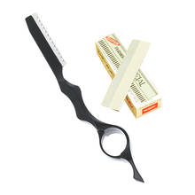Meisha 1 pçs de aço inoxidável barbeiros barbear lâminas com 10 pçs ferramentas remoção do cabelo raspagem sobrancelha facas para mulher c0001a 2024 - compre barato