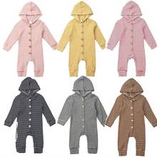 Pelele para bebé recién nacido, niño y niña, traje con capucha y estampado a rayas, ropa de otoño e invierno 2024 - compra barato