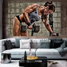 Musculação fitness workout pintura da lona do sexo feminino trabalho duro mulher cartaz e impressão parede arte imagem para sala de ginástica decoração da parede 2024 - compre barato