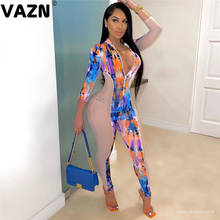 VAZN 2020 Tie Dye Sport Running Gym Summer Beach Rompers Womens Jumpsuit Sexy Fashion Long Sleeve Jumpsuits 2024 - buy cheap