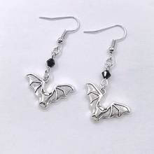 Gothic Bat Tunnel Earrings Pair With black glass crystal Silver Plated Hooks Earring women Fashion Gifts new 2024 - buy cheap