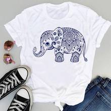 Women Cartoon Floral Elephant Lovely Cute Fashion Print Graphic Summer Short Sleeve Female Clothes Tops Tees Tshirt T-Shirt 2024 - buy cheap