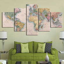 5 Piece Retro Abstract World Map Paintings Home Decor Canvas Pictures Wall Art Poster Framework 2024 - buy cheap