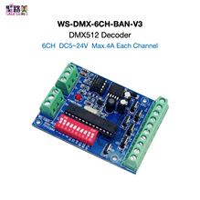 WS-DMX-6CH-BAN-V3 DMX512 decodificador DC5V-24V 6CH 6 canales RGB controlador Dimmer para tira LED RGB luz/lámpara LED módulo 2024 - compra barato