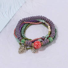 HANJING Bohemia Ethnic Multilayer Beads Bracelet & Bangle For Women Alloy Leaf Charm Wrap Bracelet Set Jewelry Femme Gift 2024 - buy cheap