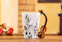 Taza de cerámica de Violín con personalidad creativa, taza de café musical de porcelana, té, cerveza, regalo, 250/400ml 2024 - compra barato