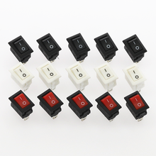 Interruptor de botón pulsador, 10x15mm SPST, 2 pines, 3A, 250V, KCD11, interruptor basculante de encendido/apagado a presión, 10MM x 15MM, negro, rojo y blanco, 10 Uds. 2024 - compra barato