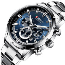 Curren relógio de pulso à prova d'água masculino, relógio de marca de luxo para negócios casual de aço inoxidável com calendário e pulseira de esporte 2024 - compre barato