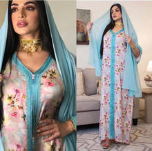 Ramadan Turkey India Muslim Dress Women Floral Abaya Dubai Arabic Vestidos Moroccon Kaftan Islamic Clothing Jilbab Gown Robe 2024 - buy cheap