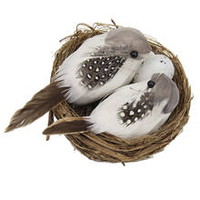 Artificial Small Decorative Foam Birds with Hay Nest & Birds Egg for Crafts Garden 2024 - buy cheap