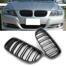 2x Carbon Fiber Black Double Slat Auto Car Front Kidney Grille For BMW E90 E91 2009 2010 2011 2012 3 Series 325i 328i 335d 335 i 2024 - buy cheap