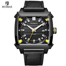 RUIMAS-relojes automáticos de cuero genuino para hombre, pulsera deportiva con esfera cuadrada, reloj mecánico Masculino, 6763G 2024 - compra barato