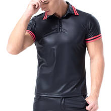 Mens T-shirts PU Leather Short Sleeve Tee Shirt Homme De Marque Streetwear Undershirts Party Clubwear Gay Shirts Plus Size XXL 2024 - buy cheap