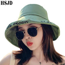Summer Women Wide Brim Sun Hats Letter Embroidery Cotton Bucket Hat Breathable Foldable Anti-UV Beach Hat Female Sunshade Bonnet 2024 - buy cheap
